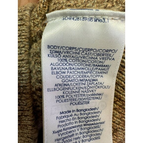 Chaps Mens Button Collar Sweater S Brown Elbow Patch 100% Cotton - Picture 5 of 13